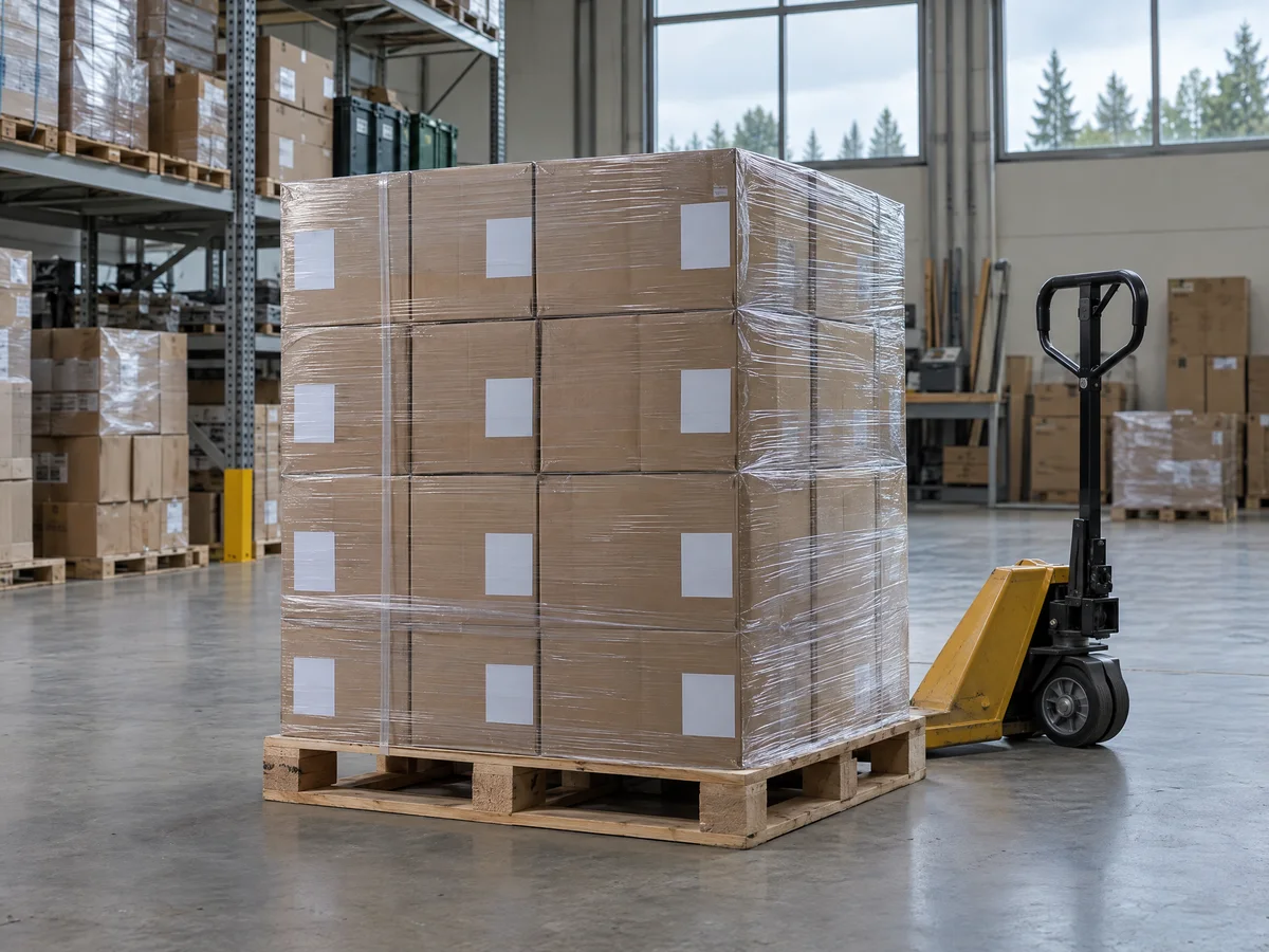 Export cartons stacked on a pallet